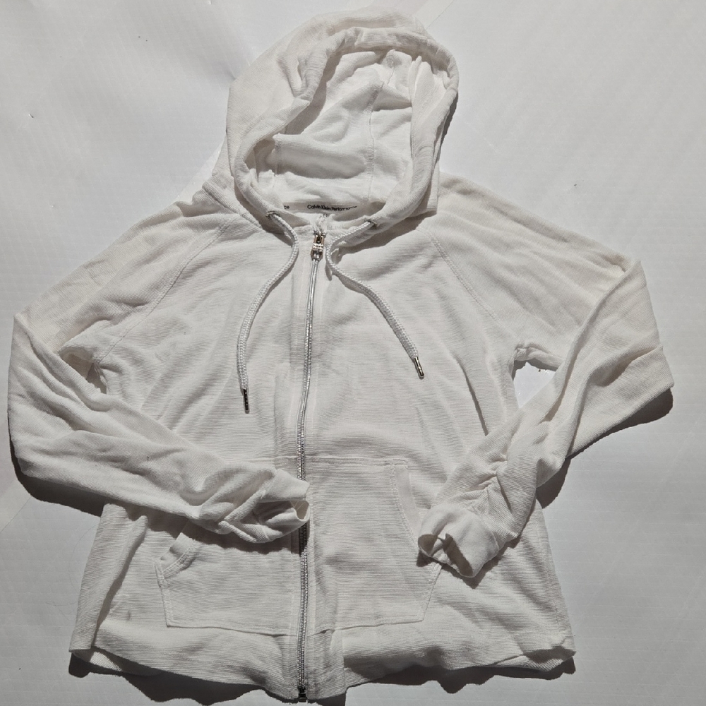 Calvin Klein White Women's Zip-Up Hooded Sweatshirt